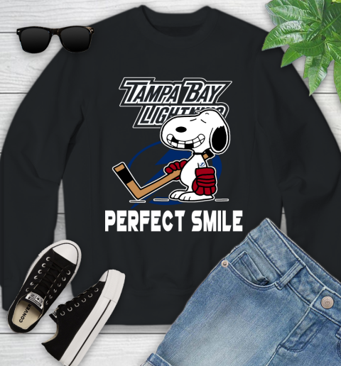 NHL Tampa Bay Lightning Snoopy Perfect Smile The Peanuts Movie Hockey T Shirt Youth Sweatshirt