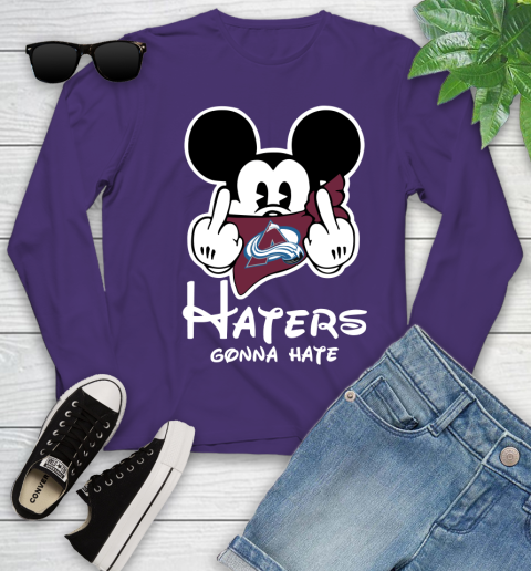NHL Colorado Avalanche Haters Gonna Hate Mickey Mouse Disney Hockey T Shirt Youth Long Sleeve 4