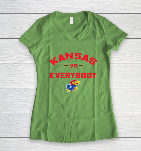 Kansas Jayhawks Vs Everybody Women's V-Neck T-Shirt 4