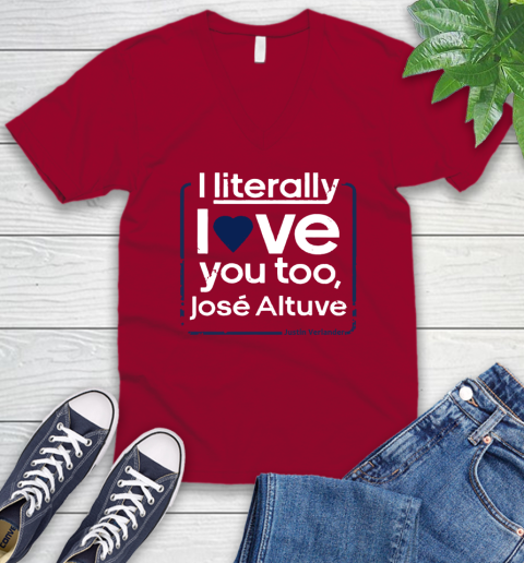 I literally love Jose Altuve Shirt V-Neck T-Shirt 7
