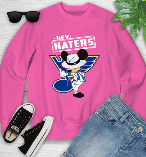 NHL Hey Haters Mickey Hockey Sports St.Louis Blues Youth Sweatshirt 6