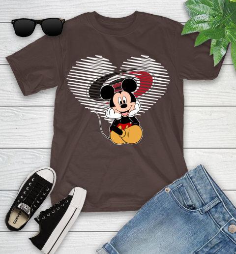 NHL Carolina Hurricanes The Heart Mickey Mouse Disney Hockey Youth T-Shirt 7