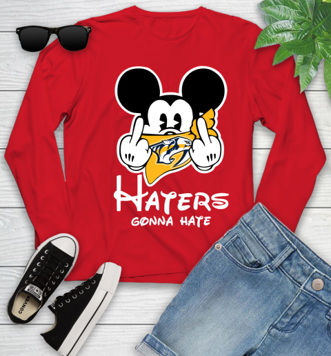 NHL New Jersey Devils Haters Gonna Hate Mickey Mouse Disney Hockey T Shirt Youth Long Sleeve 11