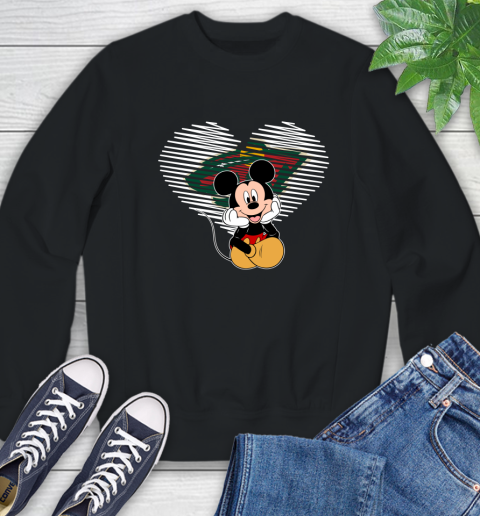 NHL Minnesota Wild The Heart Mickey Mouse Disney Hockey Sweatshirt