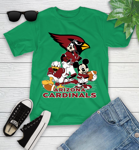 NFL Arizona Cardinals Mickey Mouse Donald Duck Goofy Football Shirt Youth T-Shirt 8