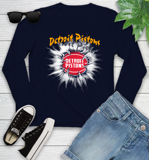 Detroit Pistons NBA Basketball Rip Sports Youth Long Sleeve 3 Detroit Pistons NBA Basketball Rip Sports Youth Long Sleeve - Image 3