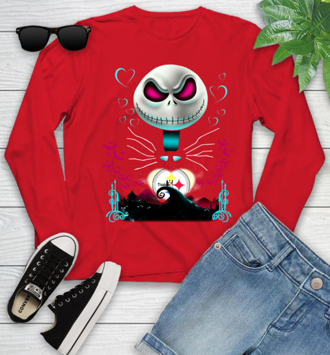 NFL Pittsburgh Steelers Jack Skellington Sally The Nightmare Before Christmas Football Youth Long Sleeve 11