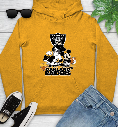 NFL Oakland Raiders Mickey Mouse Donald Duck Goofy Football Shirt Youth Hoodie 2