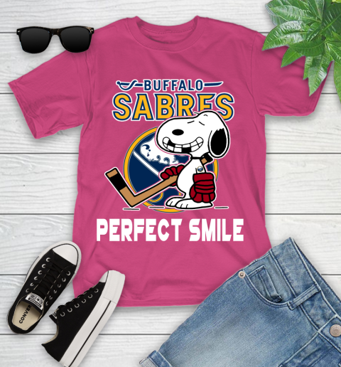 NHL Buffalo Sabres Snoopy Perfect Smile The Peanuts Movie Hockey T Shirt Youth T-Shirt 11