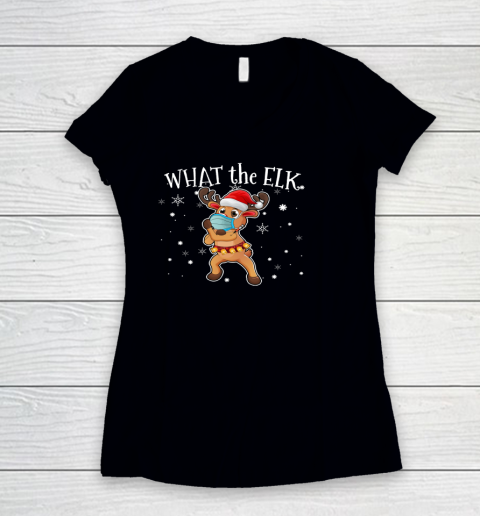 What the Elk Vaccinated Reindeer Christmas Women's V-Neck T-Shirt
