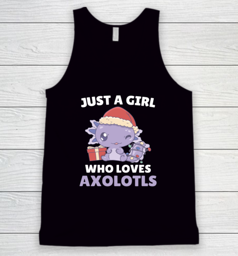 Just A Girl Who Loves Axolotls Cute Girls Christmas Pajama Tank Top