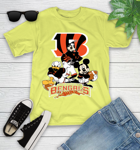 NFL Cincinnati Bengals Mickey Mouse Donald Duck Goofy Football Shirt Youth T-Shirt 10