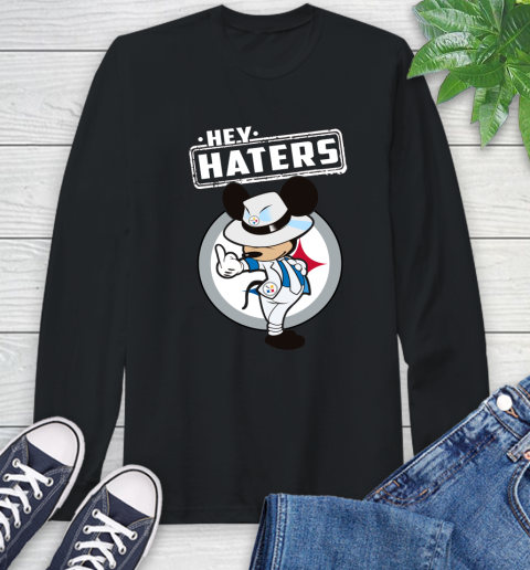 NFL Hey Haters Mickey Football Sports Pittsburgh Steelers Long Sleeve T-Shirt