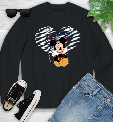 NHL Columbus Blue Jackets Carolina Hurricanes The Heart Mickey Mouse Disney Hockey Youth Sweatshirt