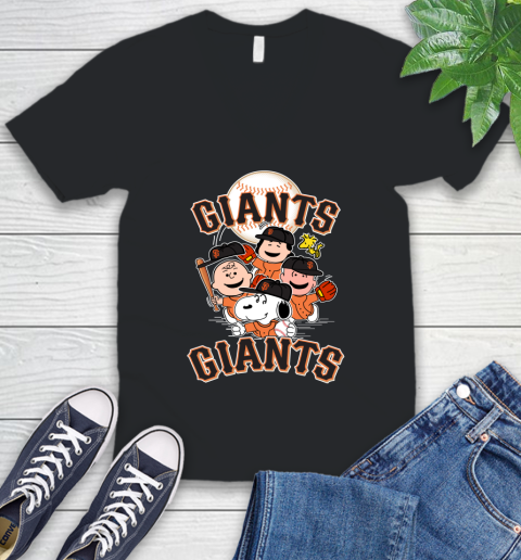 MLB San Francisco Giants Snoopy Charlie Brown Woodstock The Peanuts Movie Baseball T Shirt_000 V-Neck T-Shirt