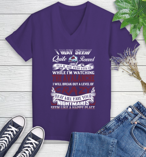Colorado Avalanche NHL Hockey Don't Mess With Me While I'm Watching My Team Women's V-Neck T-Shirt 3