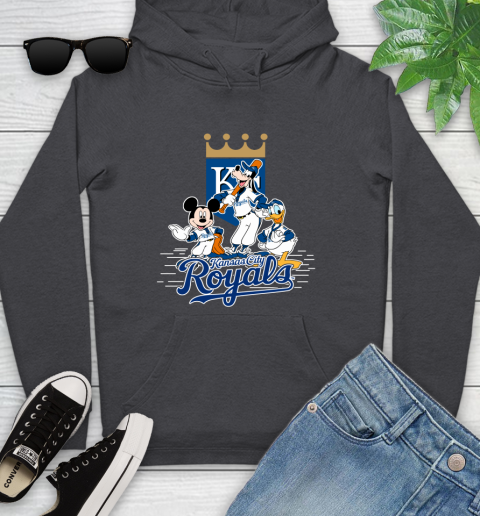 MLB Kansas City Royals Mickey Mouse Donald Duck Goofy Baseball T Shirt Youth Hoodie 8