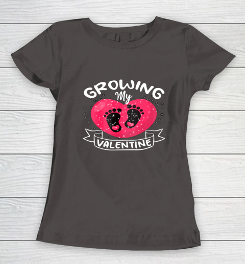 Womens Growing My Valentine literally pregnant shirt Pregnancy Wife Women's T-Shirt 13