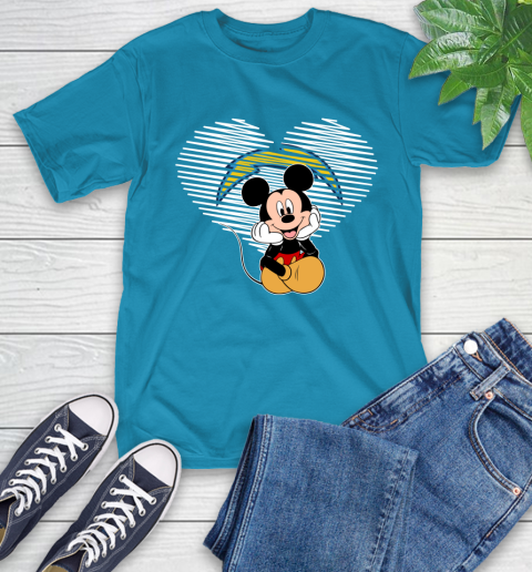 NFL Los Angeles Chargers The Heart Mickey Mouse Disney Football T Shirt_000 T-Shirt 9