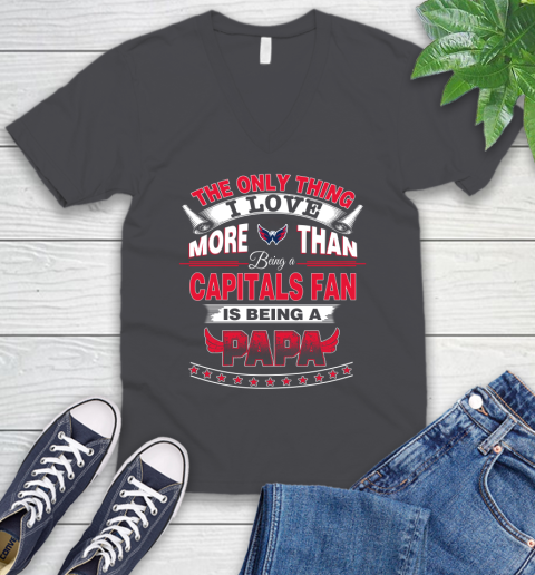 NHL The Only Thing I Love More Than Being A Washington Capitals Fan Is Being A Papa Hockey V-Neck T-Shirt 4
