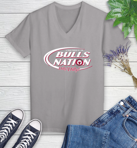 NBA A True Friend Of The Chicago Bulls Dilly Dilly Basketball Sports Women's V-Neck T-Shirt 4