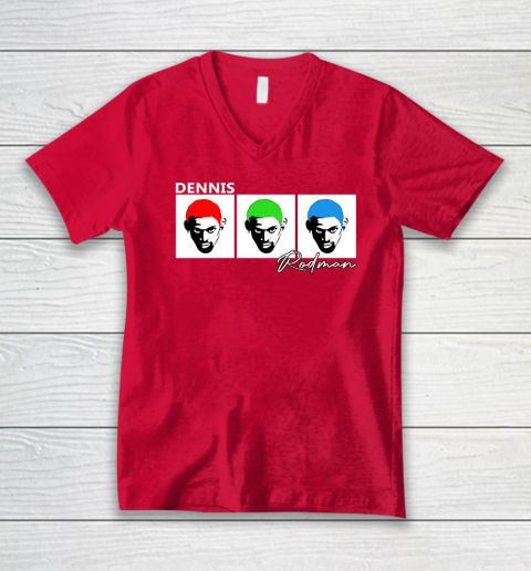 Dennis Rodman Shirt Cool Basketball Player With Colorful Hair V-Neck T-Shirt 5