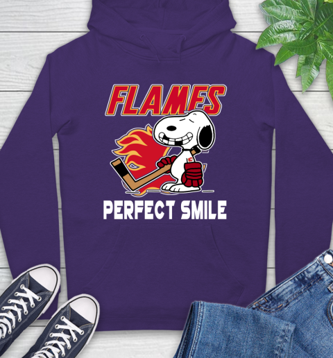 NHL Calgary Flames Snoopy Perfect Smile The Peanuts Movie Hockey T Shirt Hoodie 5