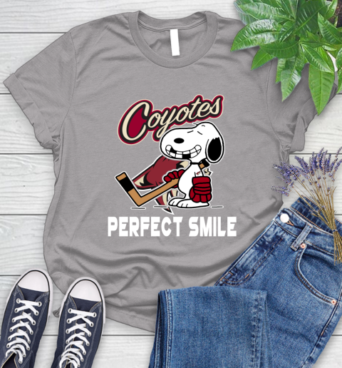 NHL Arizona Coyotes Snoopy Perfect Smile The Peanuts Movie Hockey T Shirt Women's T-Shirt 5