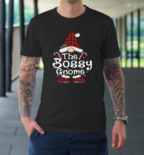 Bossy Gnome Buffalo Plaid Matching Family Christmas T-Shirt