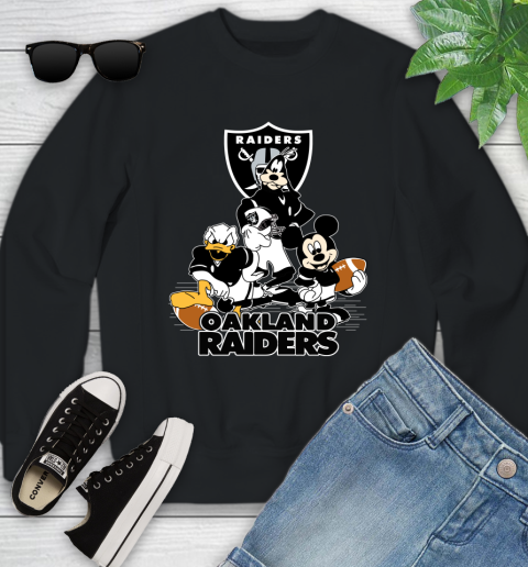 NFL Oakland Raiders Mickey Mouse Donald Duck Goofy Football Shirt Youth Sweatshirt
