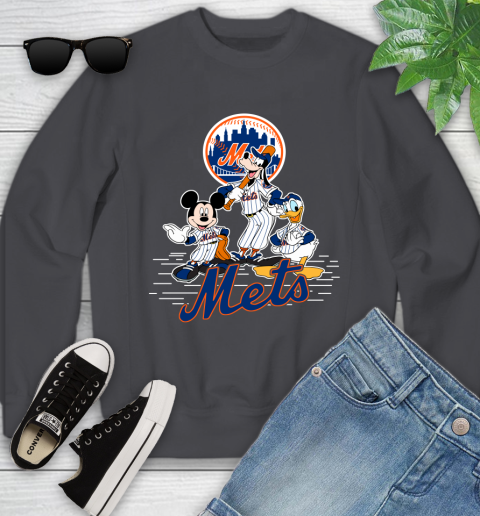 MLB New York Mets Mickey Mouse Donald Duck Goofy Baseball T Shirt Youth Sweatshirt 5