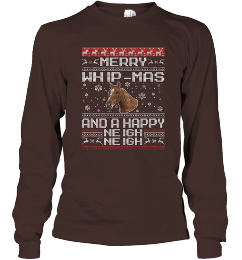 The Merry Whip mas and Happy Neigh Neigh Shirt Horse Lover Hoodie Horse Christmas Gift Sweater Long Sleeve