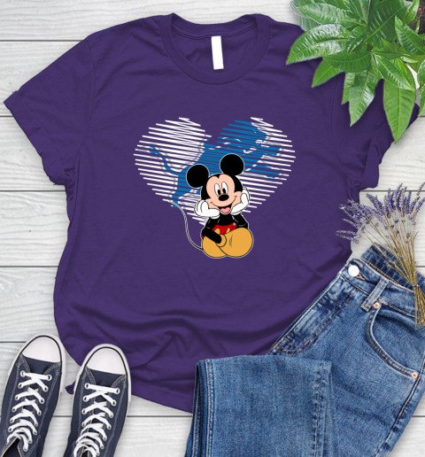 NFL Detroit Lions The Heart Mickey Mouse Disney Football T Shirt_000 Women's T-Shirt 4