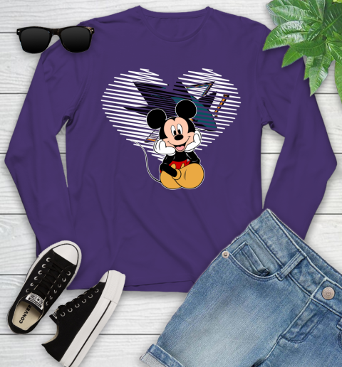 NHL San Jose Sharks The Heart Mickey Mouse Disney Hockey Youth Long Sleeve 4