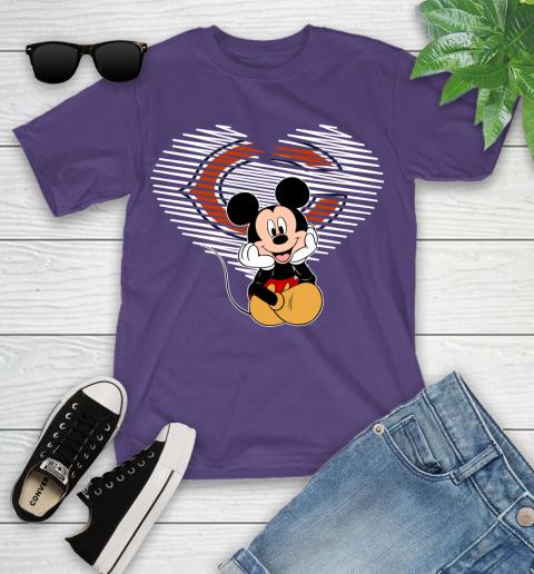 NFL Chicago Bears The Heart Mickey Mouse Disney Football T Shirt_000 Youth T-Shirt 3