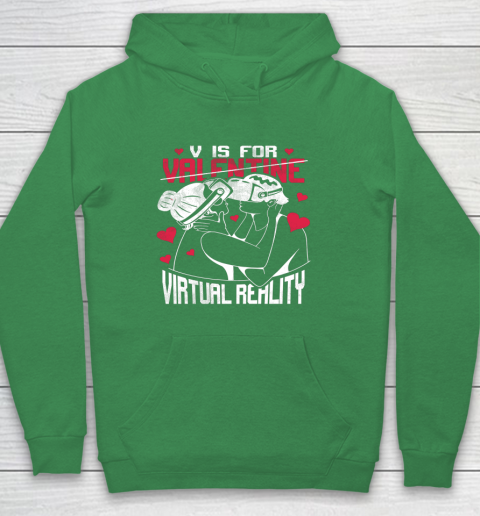 V Is For Virtual Reality Funny Valentine Couples Lovers Kiss Hoodie 5