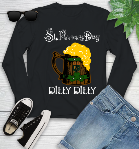 MLB Kansas City Royals St Patrick's Day Dilly Dilly Beer Baseball Sports Youth Long Sleeve