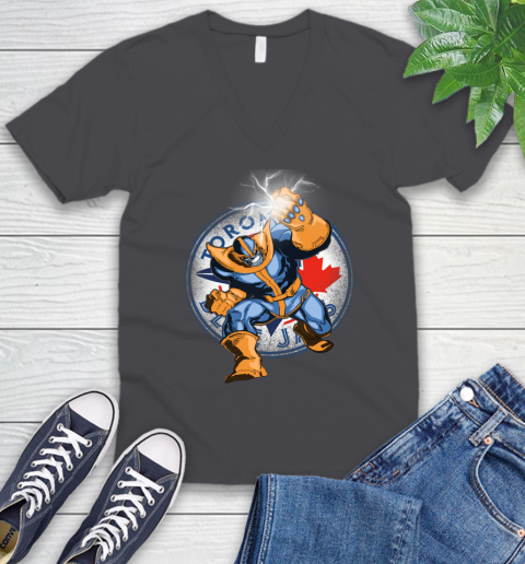Toronto Blue Jays MLB Baseball Thanos Avengers Infinity War Marvel V-Neck T-Shirt 4