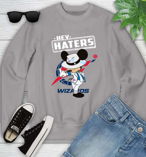 NBA Hey Haters Mickey Basketball Sports Washington Wizards Youth Sweatshirt 3