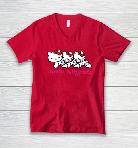 Hello Kittypede The Human Centipede V-Neck T-Shirt 3