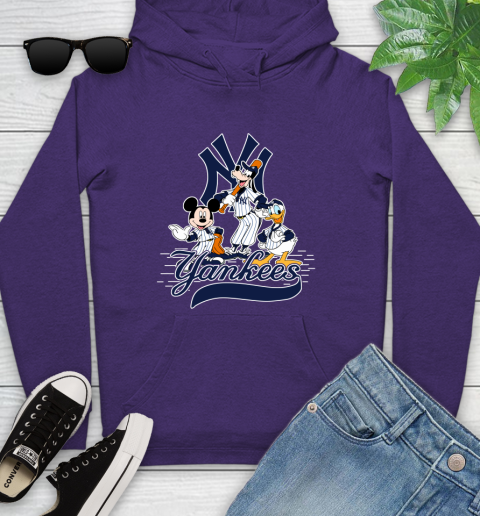 MLB New York Yankees Mickey Mouse Donald Duck Goofy Baseball T Shirt Youth Hoodie 5