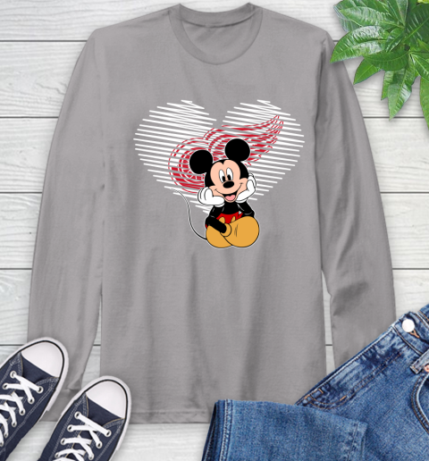 NHL Detroit Red Wings The Heart Mickey Mouse Disney Hockey Long Sleeve T-Shirt 6