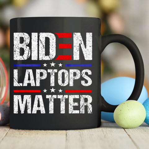Funny Anti Biden Quote Biden Laptops Matter Cool USA Flag Ceramic Mug 11oz