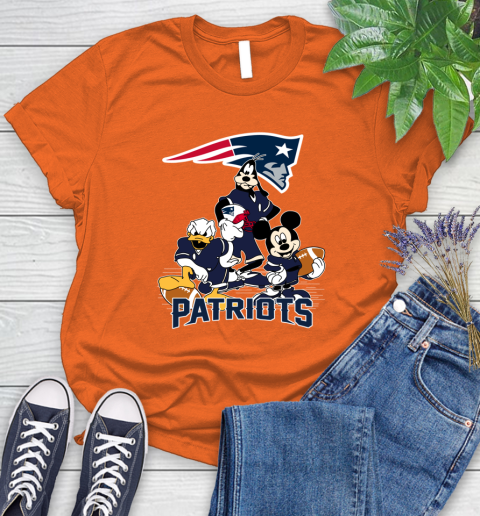 NFL New England Patriots Mickey Mouse Donald Duck Goofy Football Shirt Women's T-Shirt 3