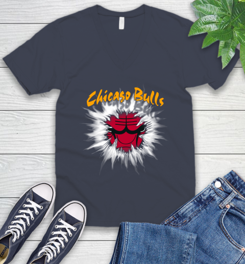 Chicago Bulls NBA Basketball Rip Sports V-Neck T-Shirt 8