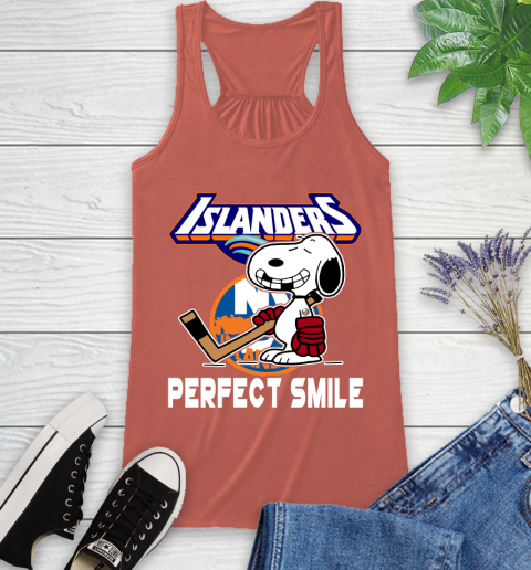 NHL New York Islanders Snoopy Perfect Smile The Peanuts Movie Hockey T Shirt Racerback Tank 3