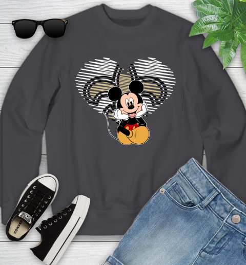 NFL New Orleans Saints The Heart Mickey Mouse Disney Football T Shirt_000 Youth Sweatshirt 5