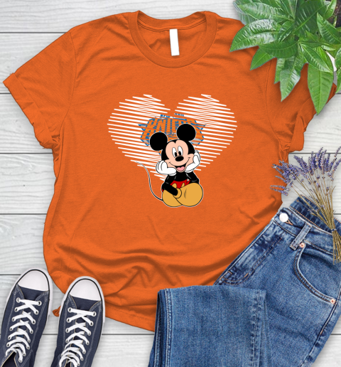 NBA New York Knicks The Heart Mickey Mouse Disney Basketball Women's T-Shirt 3