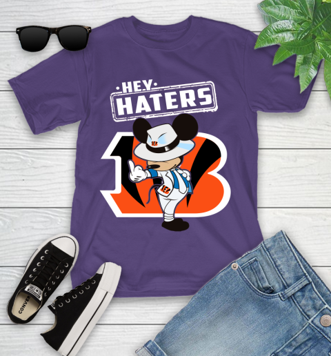 NFL Hey Haters Mickey Football Sports Cincinnati Bengals Youth T-Shirt 3