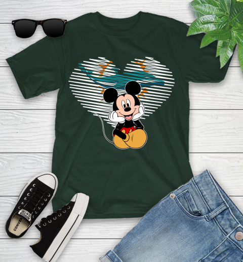 NFL Miami Dolphins The Heart Mickey Mouse Disney Football T Shirt_000 Youth T-Shirt 5